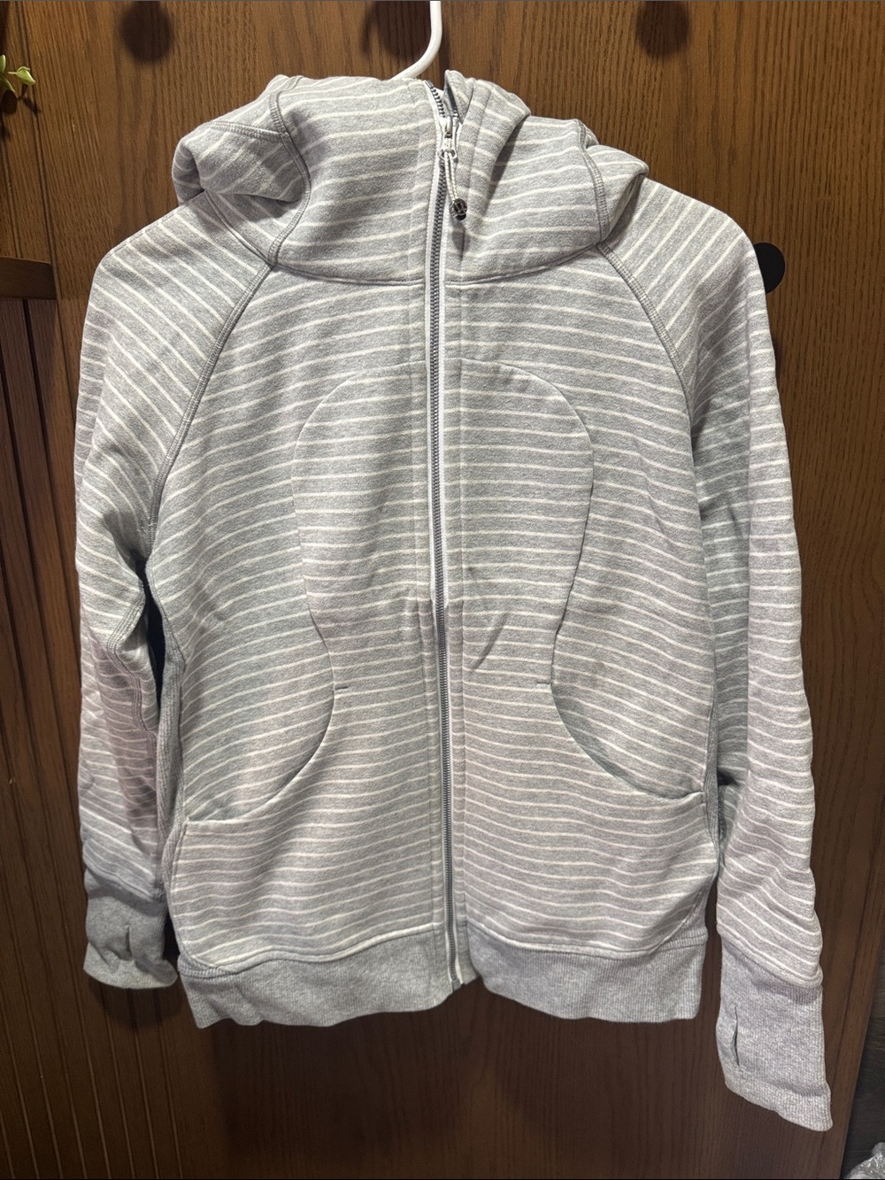 lululemon athletica Light Gray Striped Full-Zip Hoodie